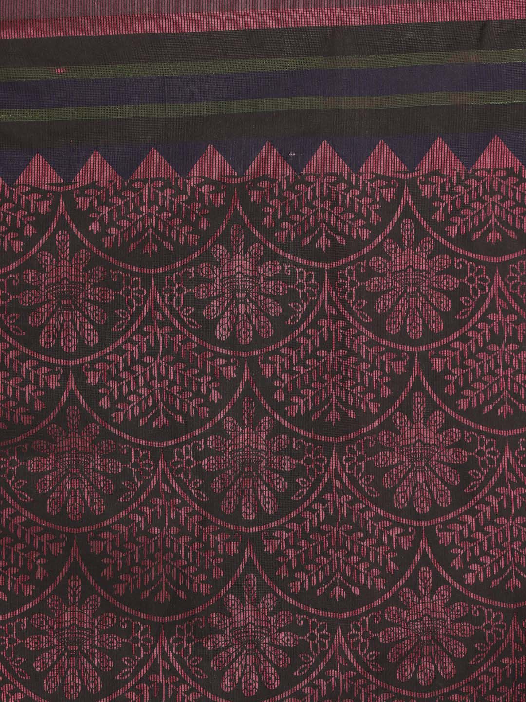 Indethnic Printed Cotton Blend Saree in Magenta - Saree Detail View