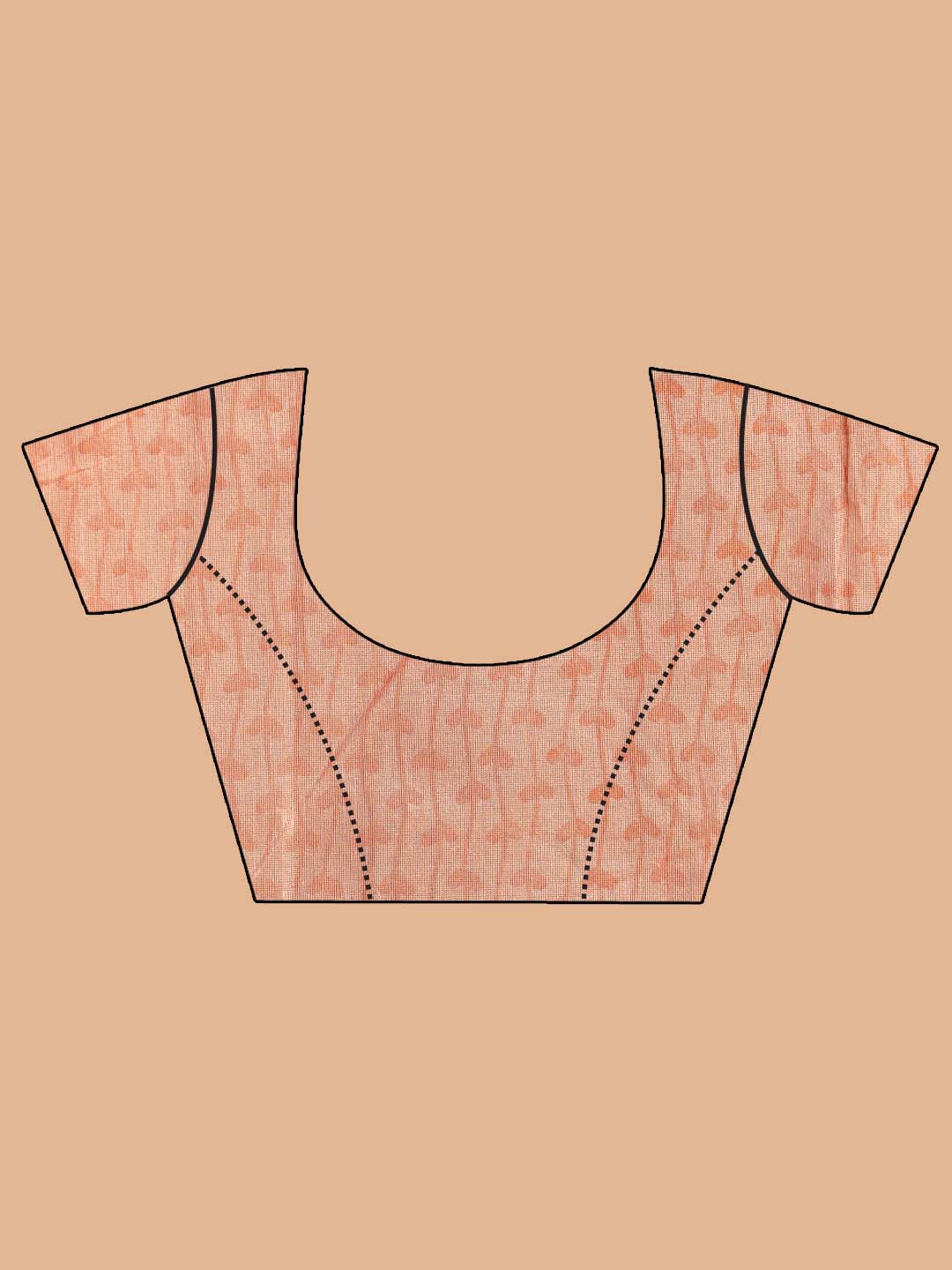 Indethnic Printed Cotton Blend Saree in Coral - Blouse Piece View