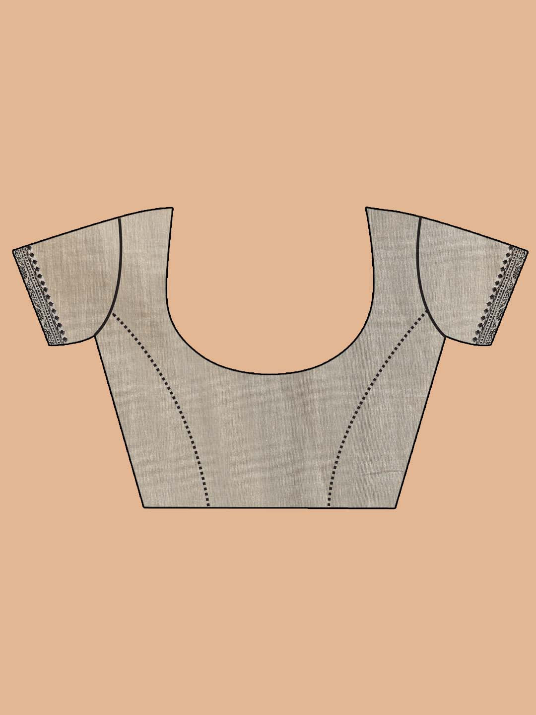 Indethnic Printed Cotton Blend Saree in Grey - Blouse Piece View