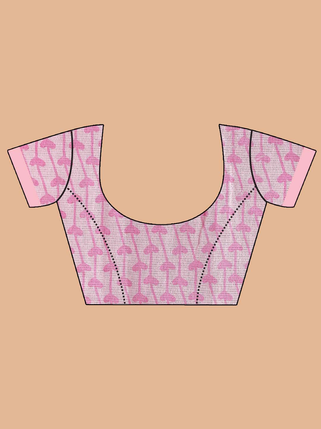 Indethnic Printed Cotton Blend Saree in Lavender - Blouse Piece View