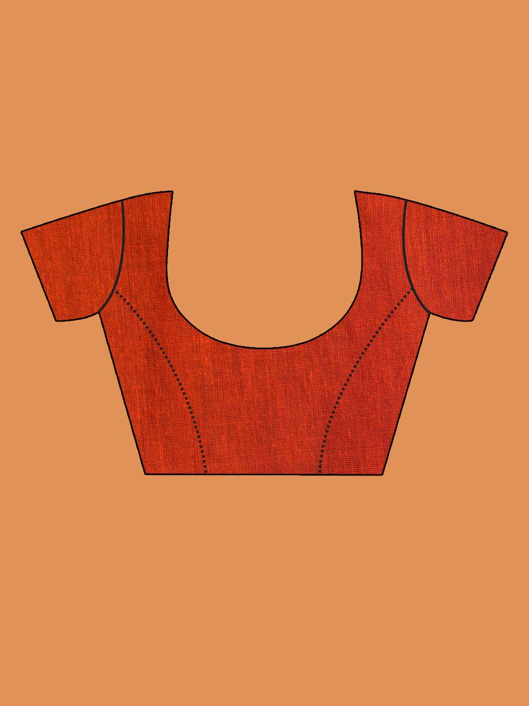 Indethnic Orange Cotton Blend Solid Design Sarees - Blouse Piece View