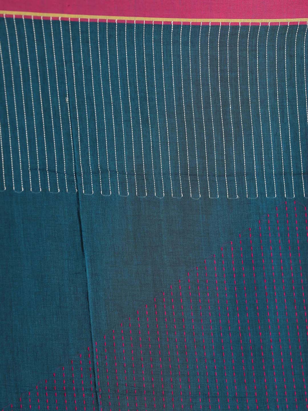 Indethnic Blue Pure Cotton Abstract Design Jamdani - Saree Detail View