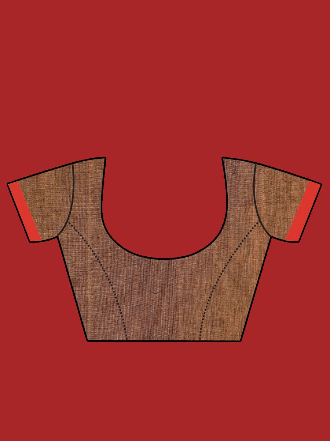 Indethnic Brown Pure Cotton Ethnic Motifs Design Jamdani - Blouse Piece View