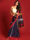 Indethnic Navy Blue Pure Cotton Ethnic Motifs Design Jamdani - View 1