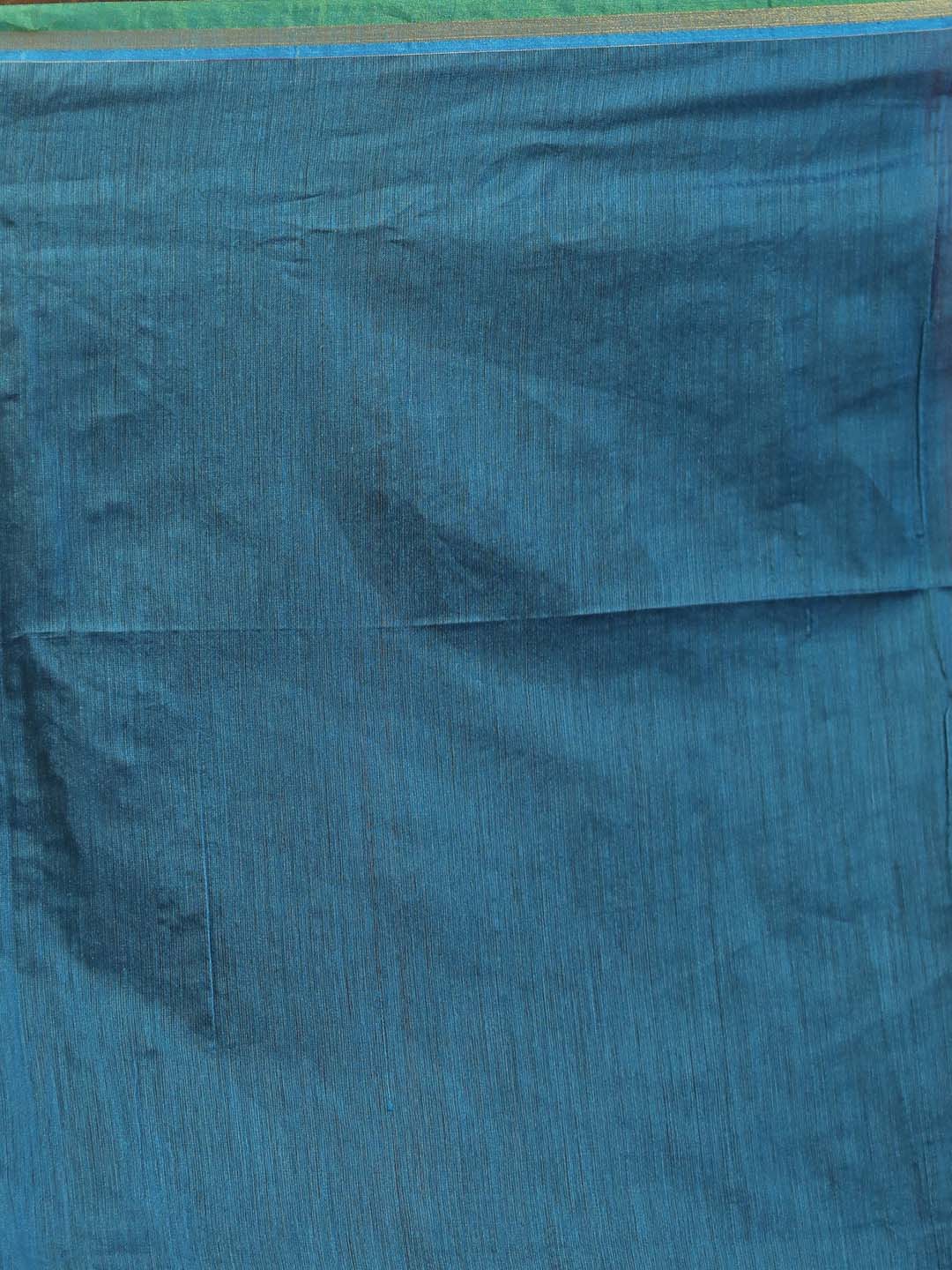 Indethnic Green and Rani Solid Colour Blocked Saree with Tassles - Saree Detail View