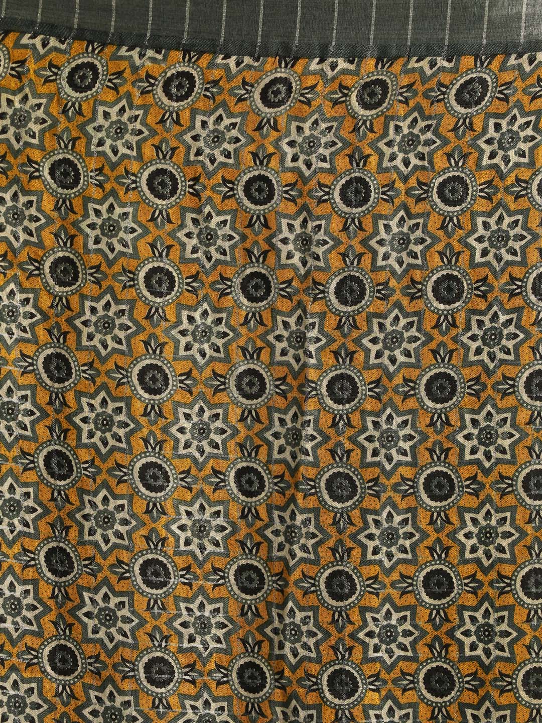 Indethnic Yellow Liva Printed Saree - Saree Detail View