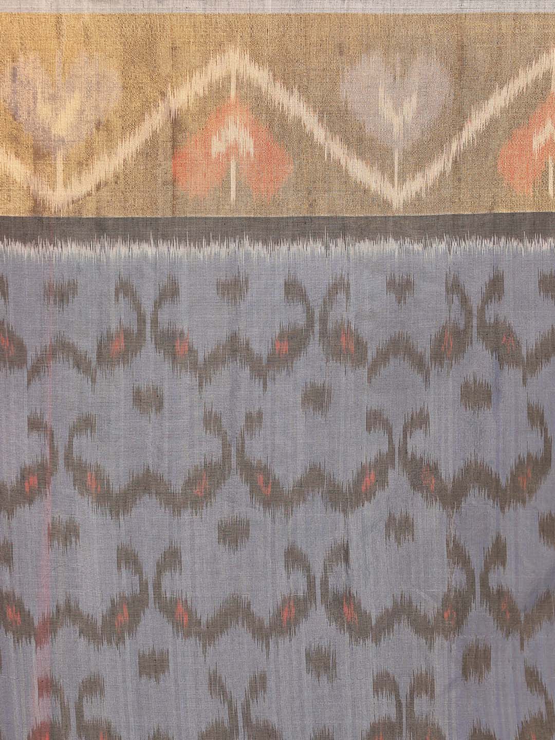 Indethnic Grey Pochampally Ikkat Saree - Saree Detail View
