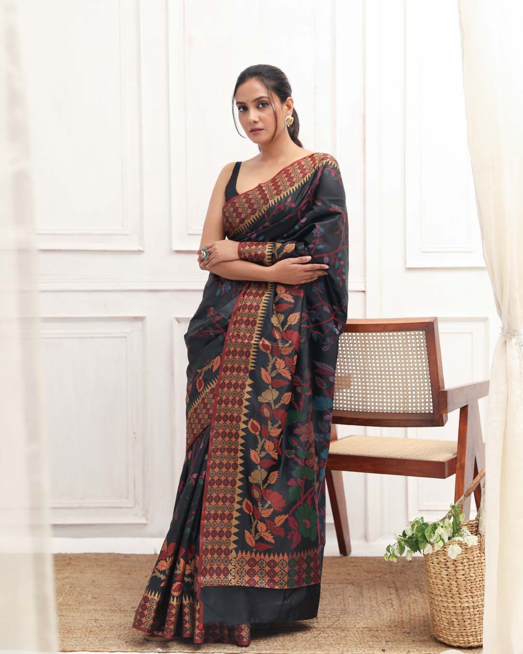 MIDNIGHT ELEGANCE (HANDLOOM ART SILK SAREE)