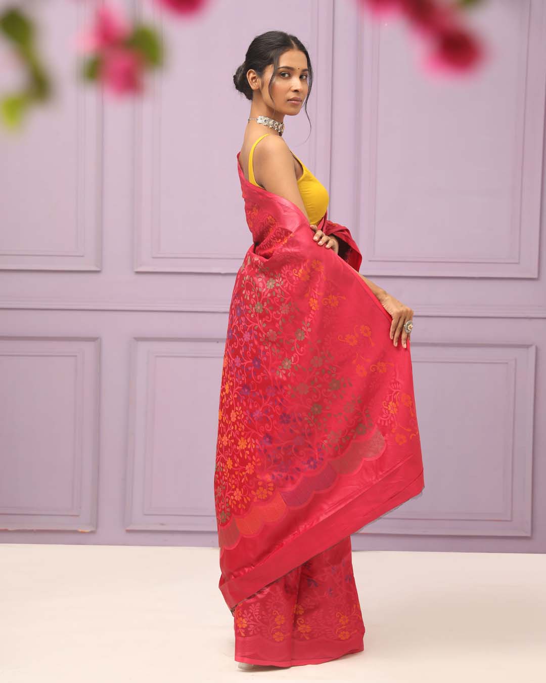 CRIMSON REVERIE (HANDLOOM ART SILK SAREE)