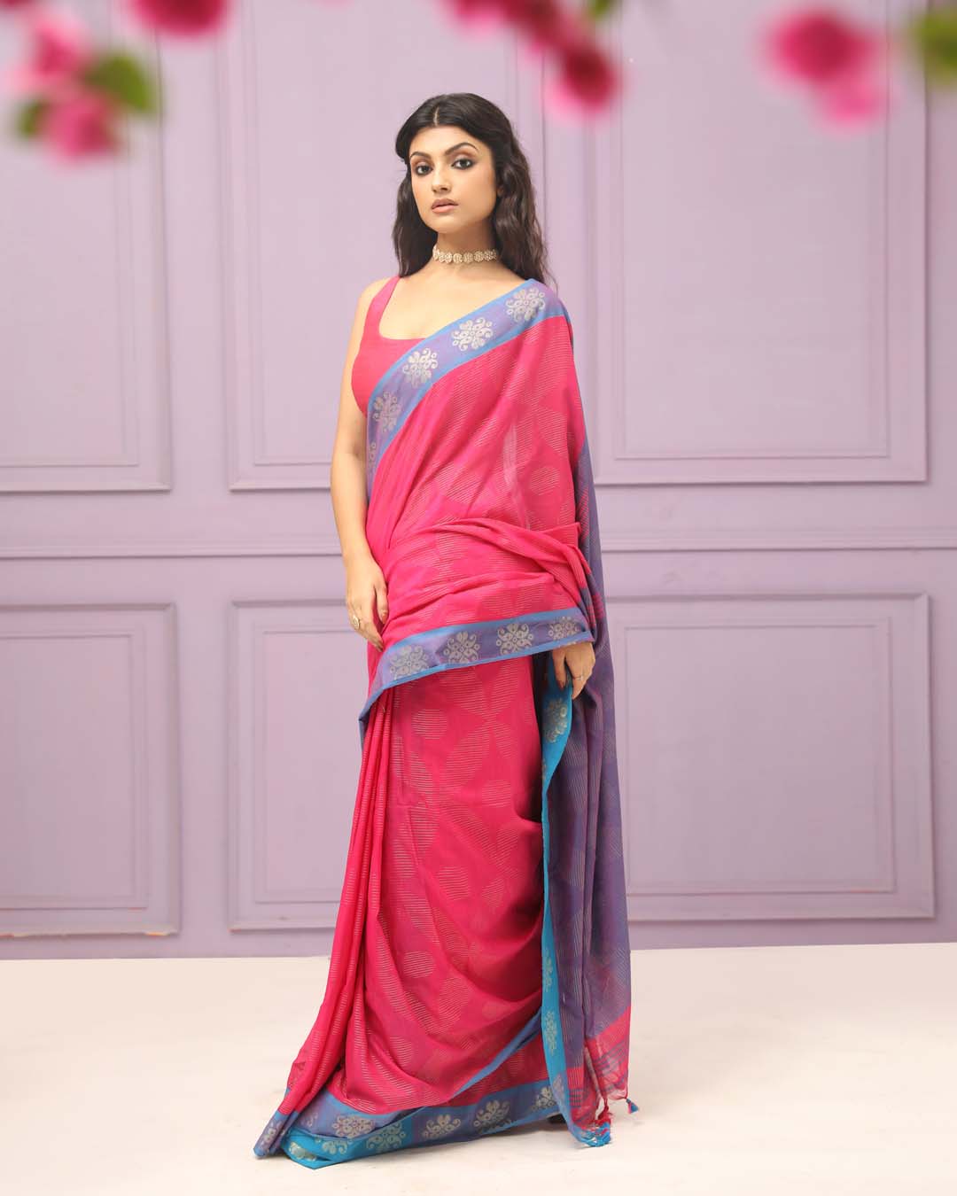 FUCHSIA FUSION (HANDLOOM COTTON BLEND SAREE)