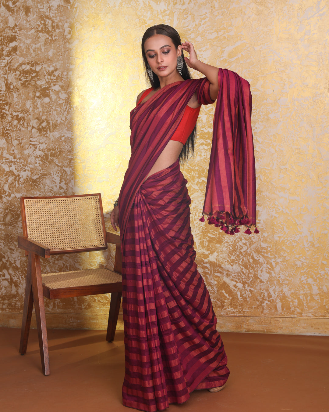 FUCHSIA GRACE (HANDLOOM 100% PURE COTTON SAREE)