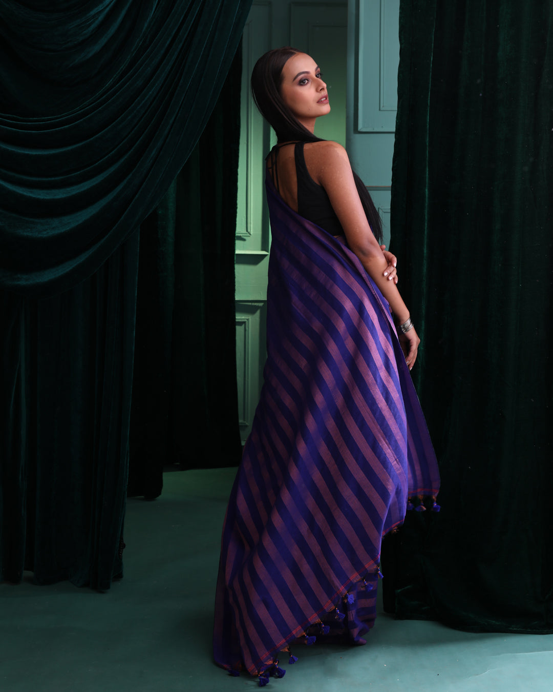 MIDNIGHT ELEGANCE (HANDLOOM 100% PURE COTTON SAREE)