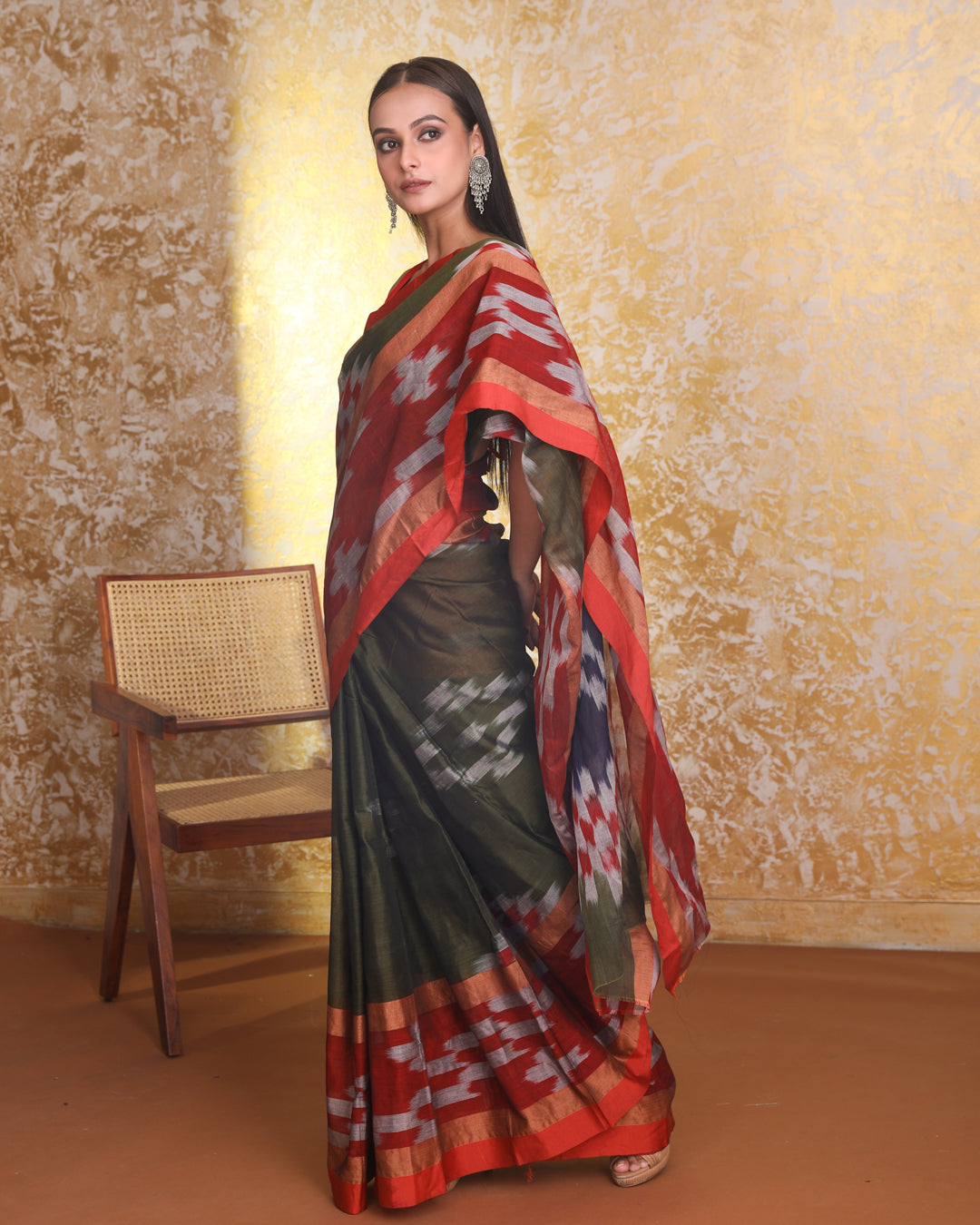 OLIVE SERENITY (IKAT SAREE)