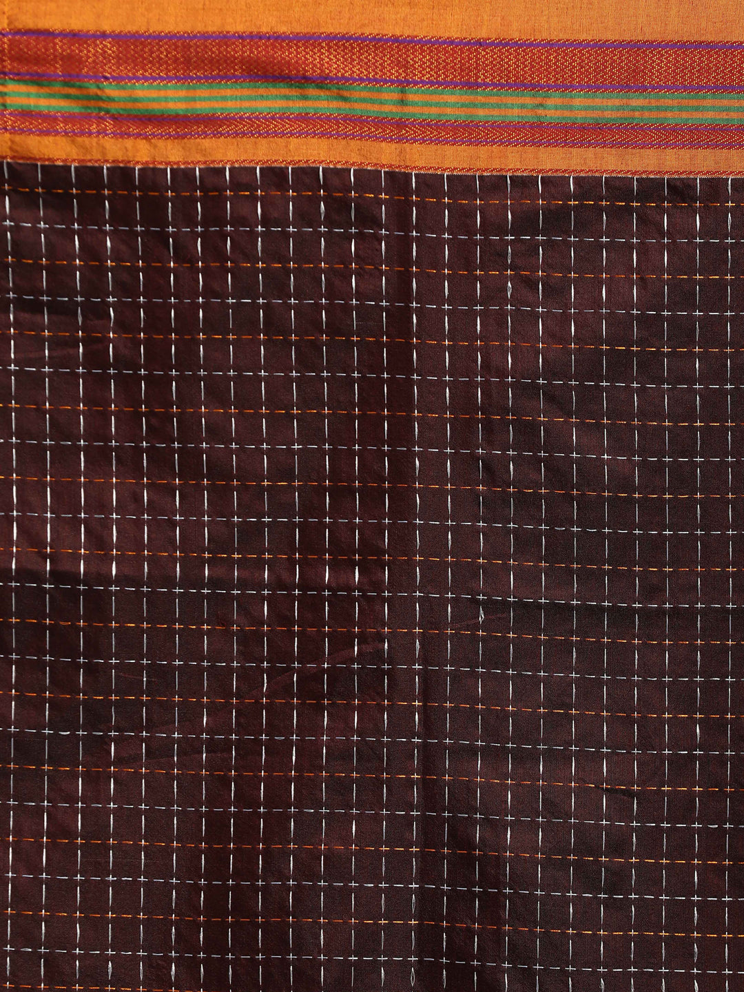 Indethnic Chocolate Woven Design Saree - Saree Detail View