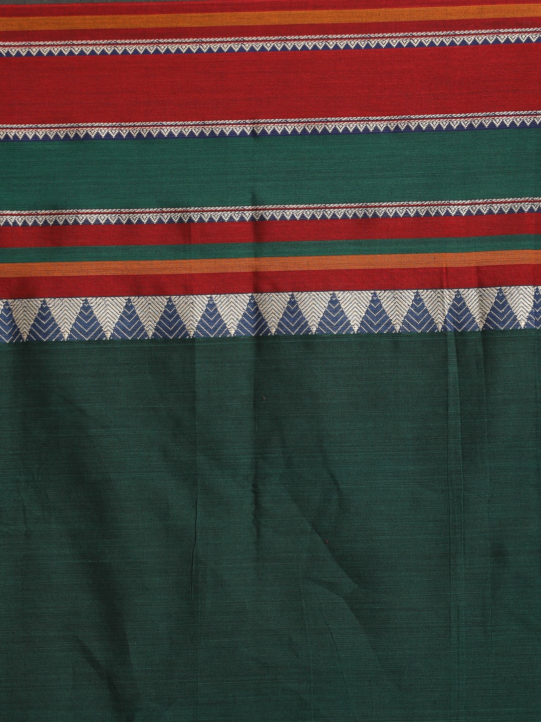 Indethnic Green Pure Cotton Solid Saree - Saree Detail View