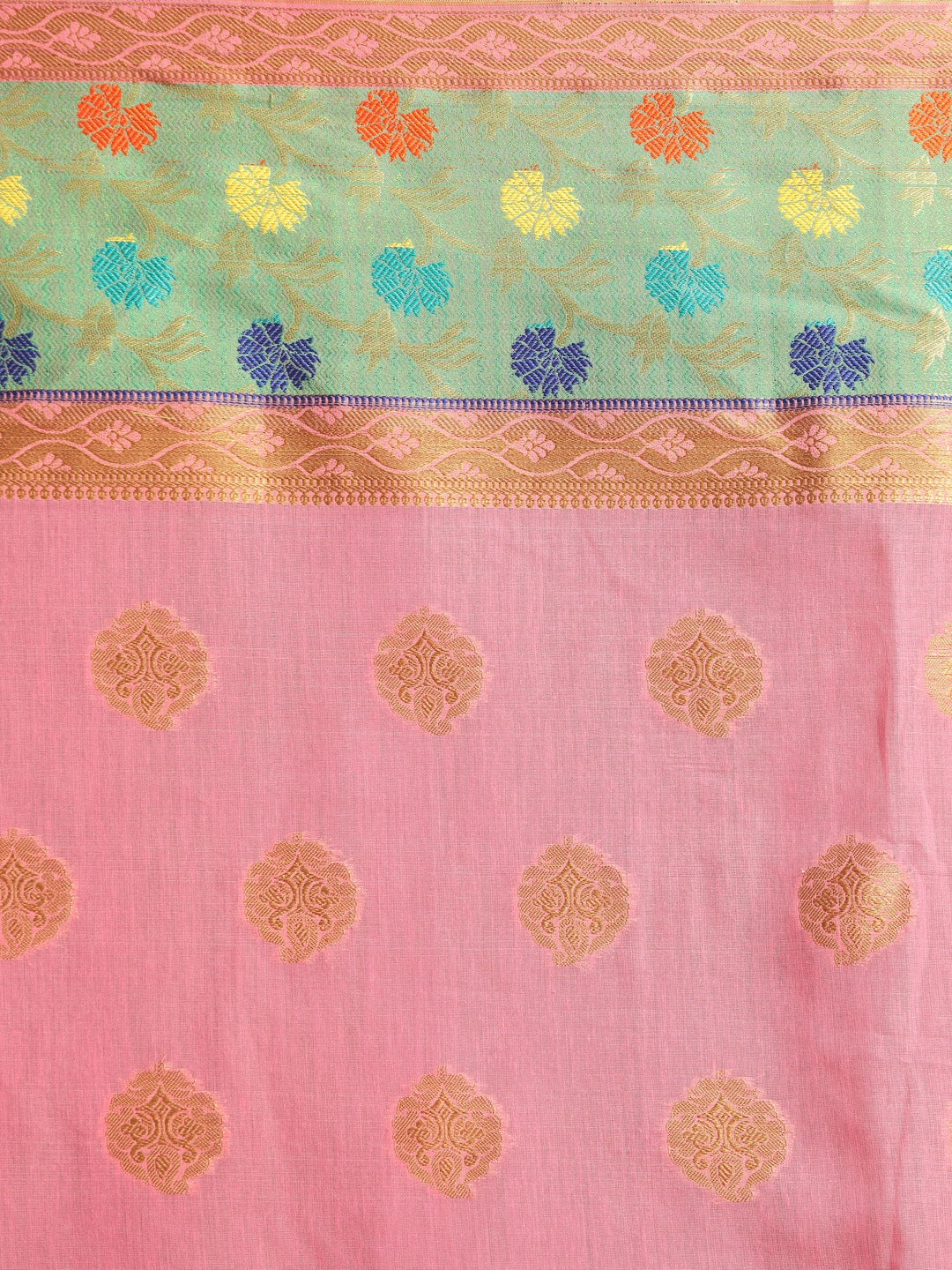 Indethnic Pink Woven Design Saree - Saree Detail View