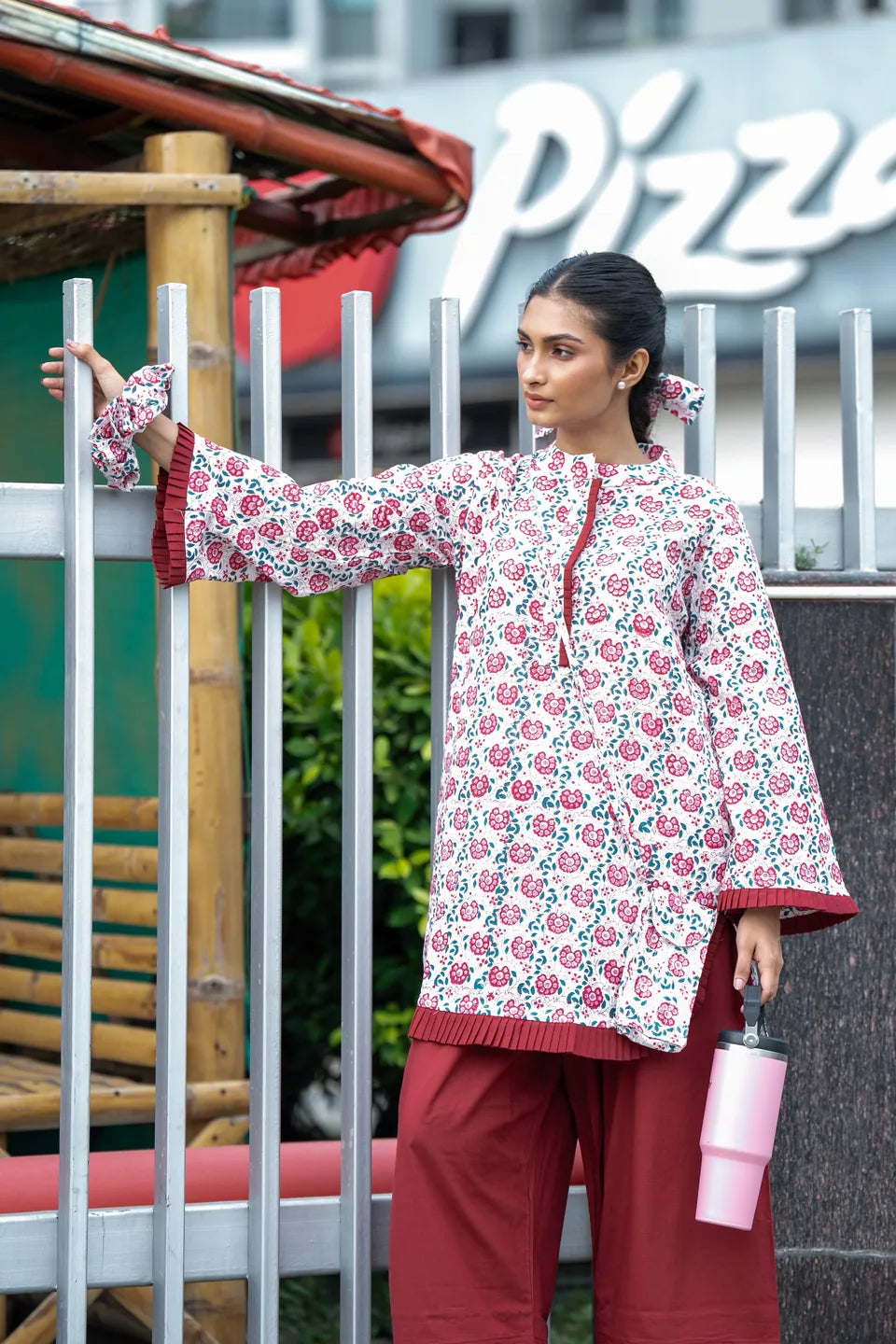 Rose Vine — Rose Block Print Cotton Tunic & Palazzo Set
