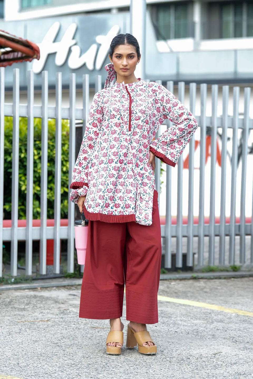 Rose Vine — Rose Block Print Cotton Tunic & Palazzo Set