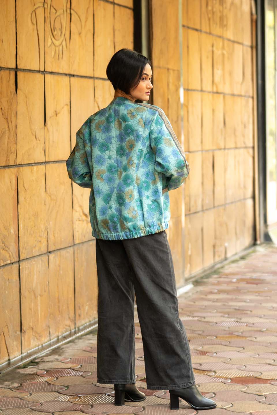Aqua Bloom - Bomber Jacket