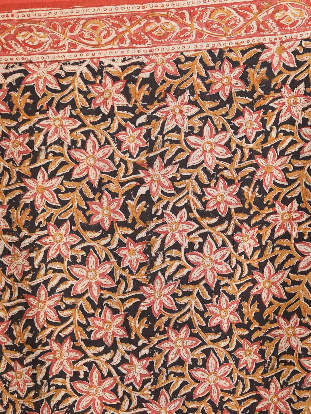 Indethnic Kalamkari Handblock Mulmul Cotton Saree - View 3