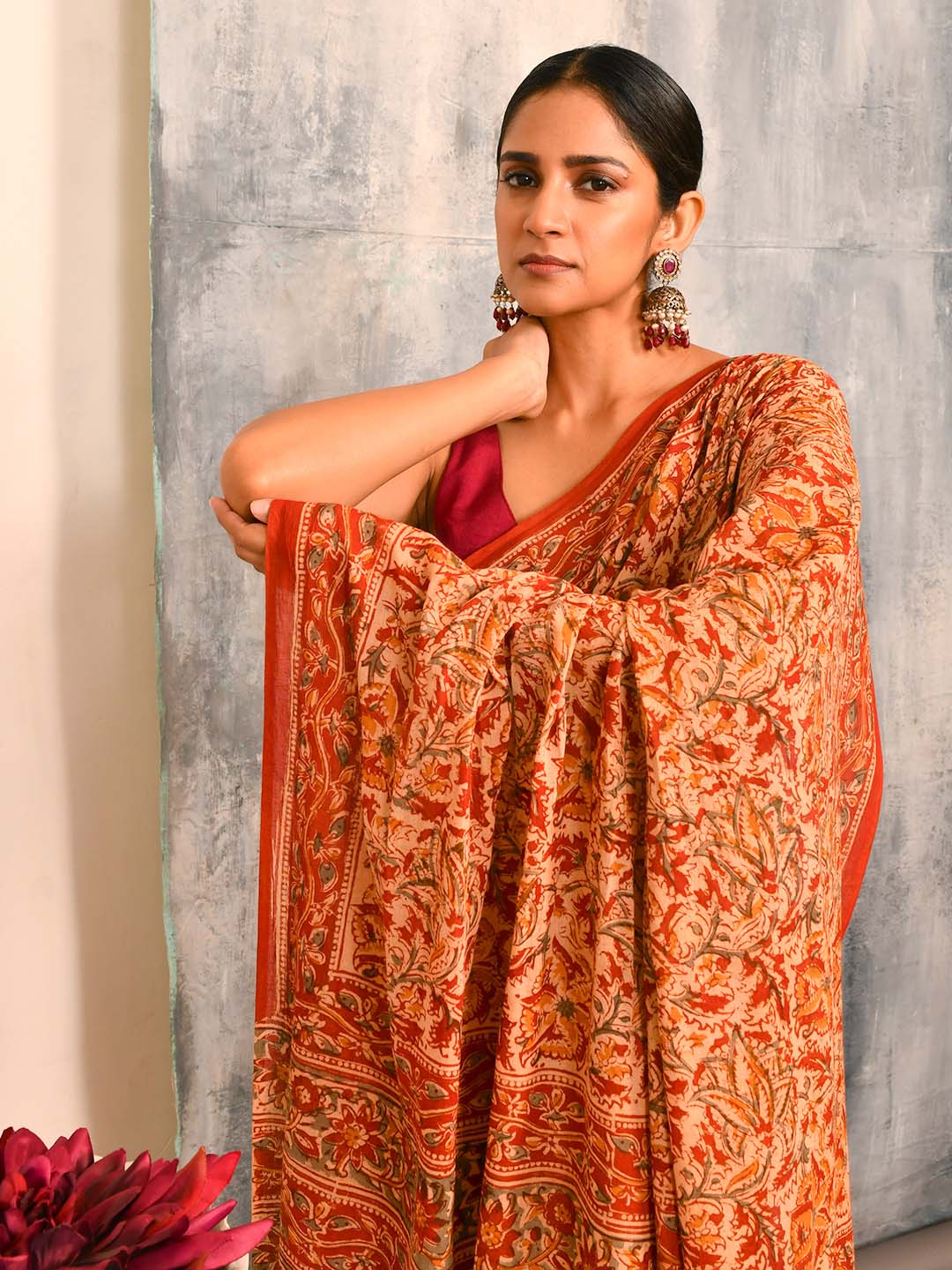 FLORAL FANTASY (KALAMKARI 100% PURE COTTON SAREE)