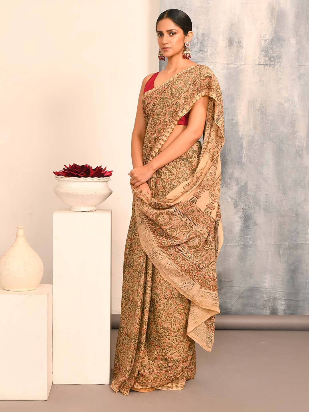 BOTANICAL BEAUTY (KALAMKARI 100% PURE COTTON SAREE)