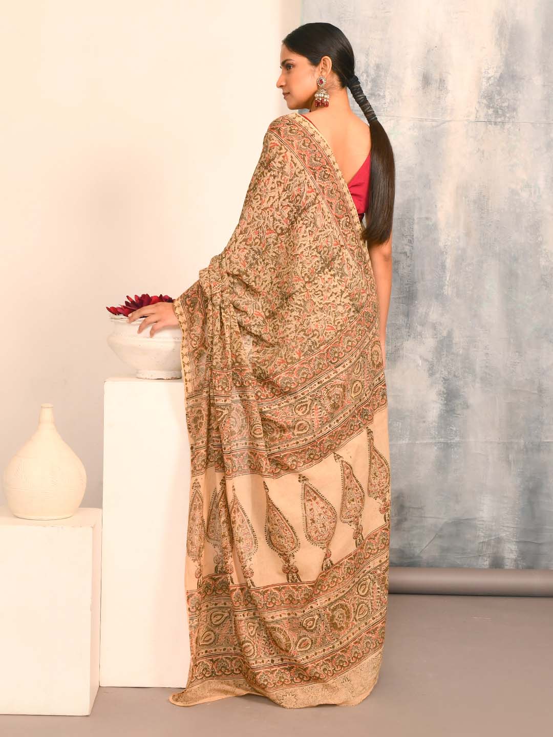 BOTANICAL BEAUTY (KALAMKARI 100% PURE COTTON SAREE)