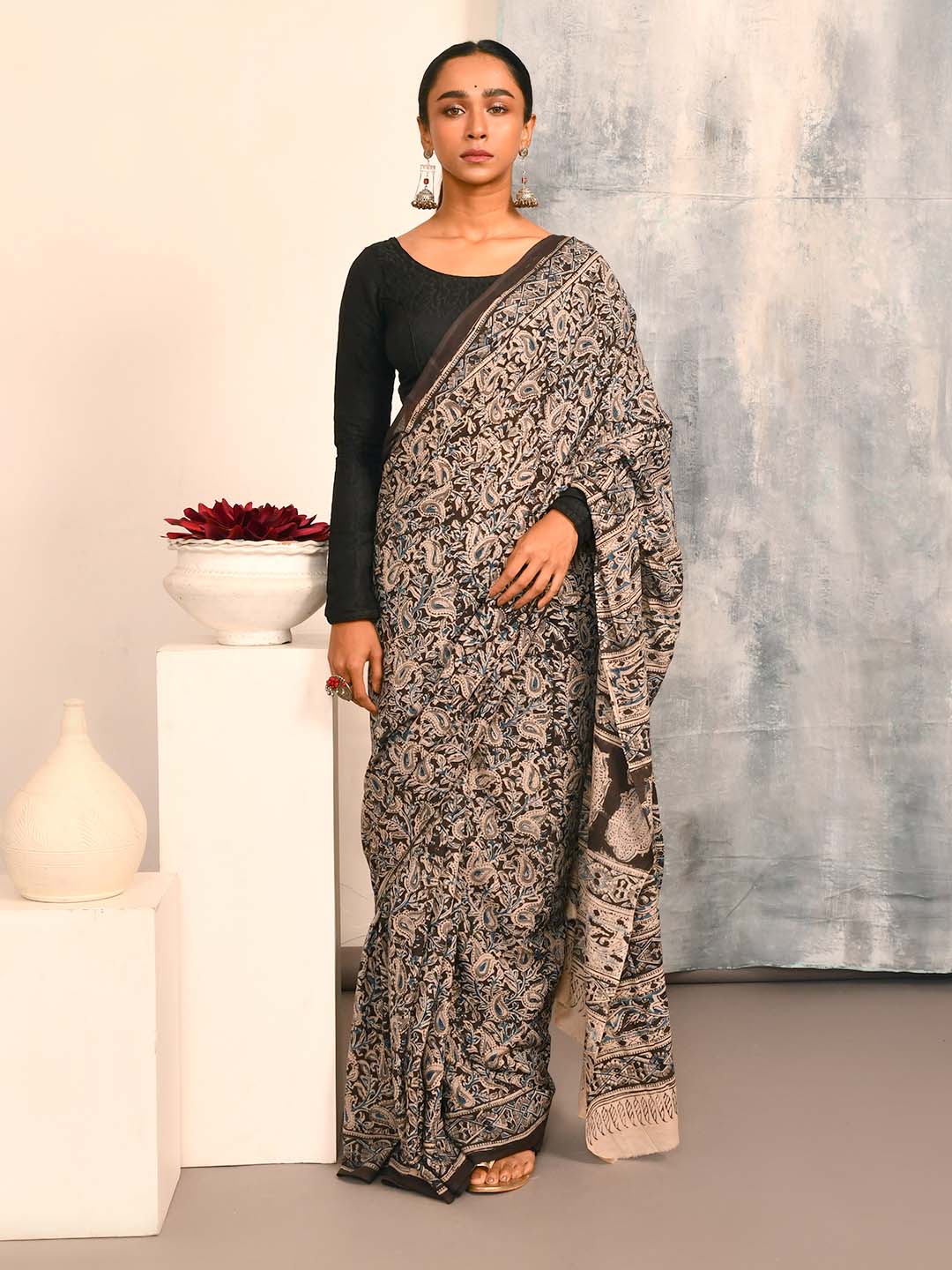 KRUSHNAKAPOT VYAST (KALAMKARI 100% PURE COTTON SAREE)
