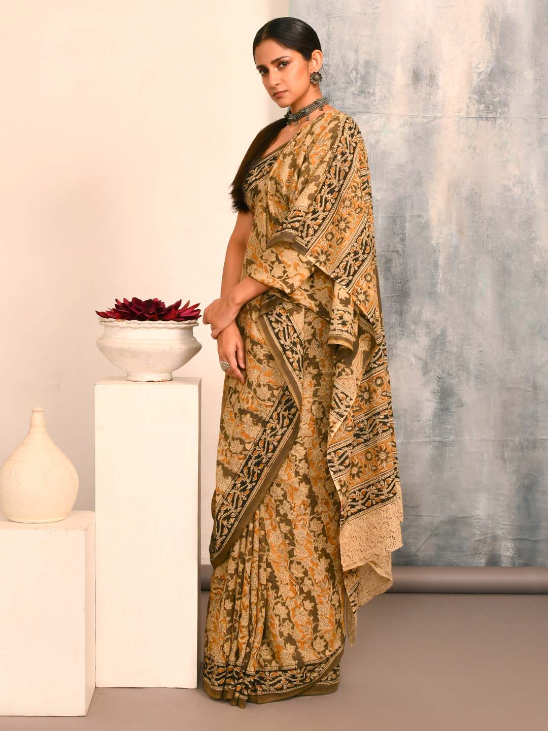 JAITUN PANKHURI (KALAMKARI 100% PURE COTTON SAREE)