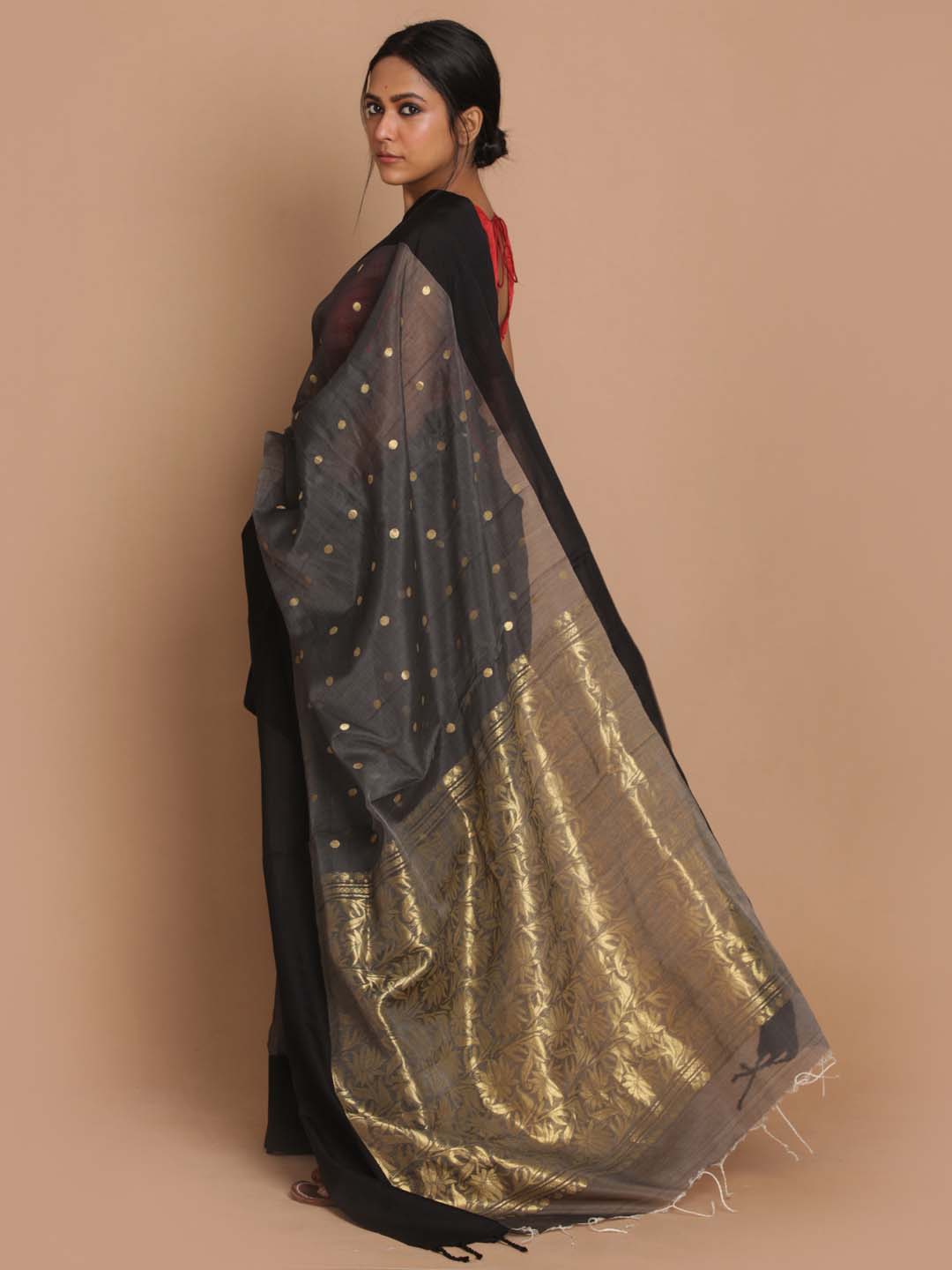 Indethnic Chanderi Handloom Silk Cotton Saree - View 3