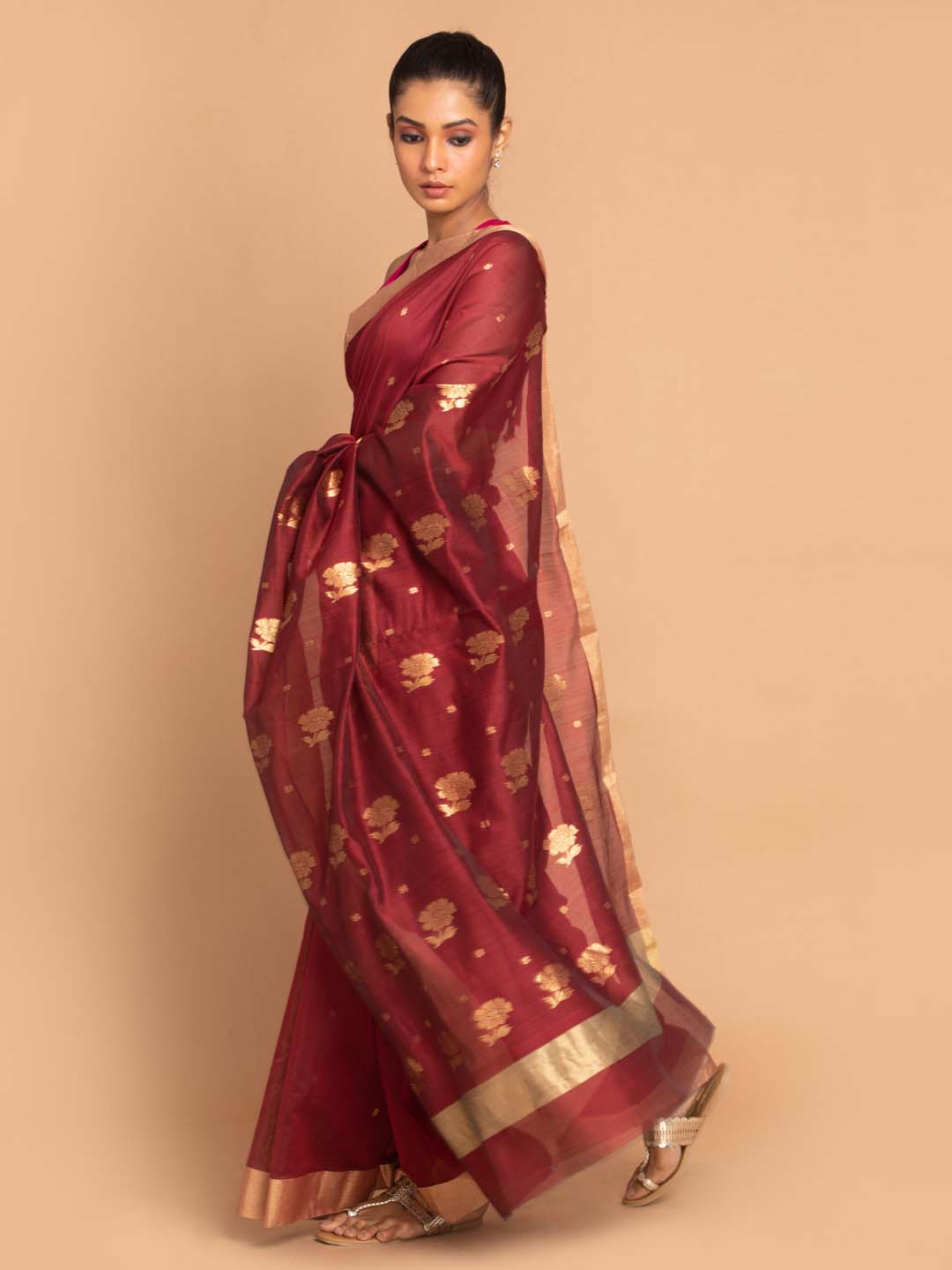 Indethnic Chanderi Handloom Silk Cotton Saree - View 2