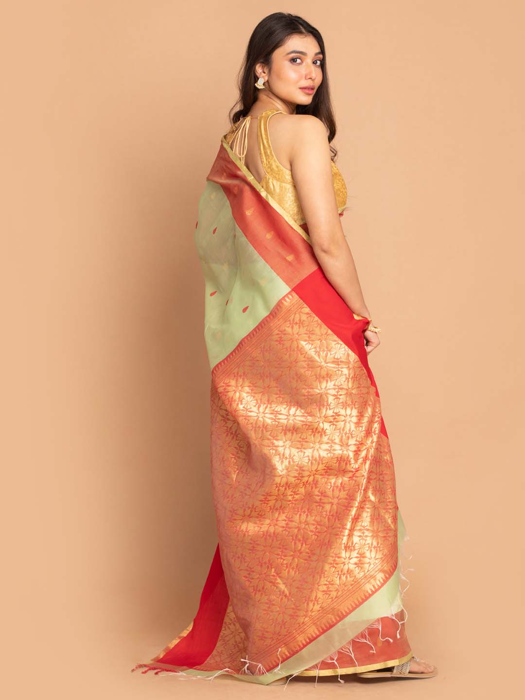 Indethnic Chanderi Handloom Silk Cotton Saree - View 3