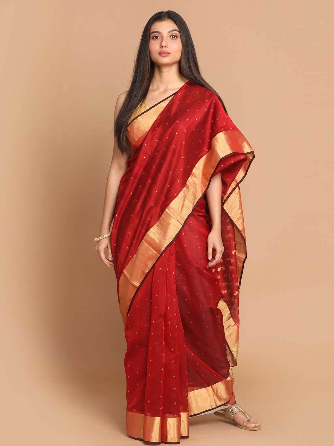 Indethnic Chanderi Handloom Silk Cotton Saree - View 1