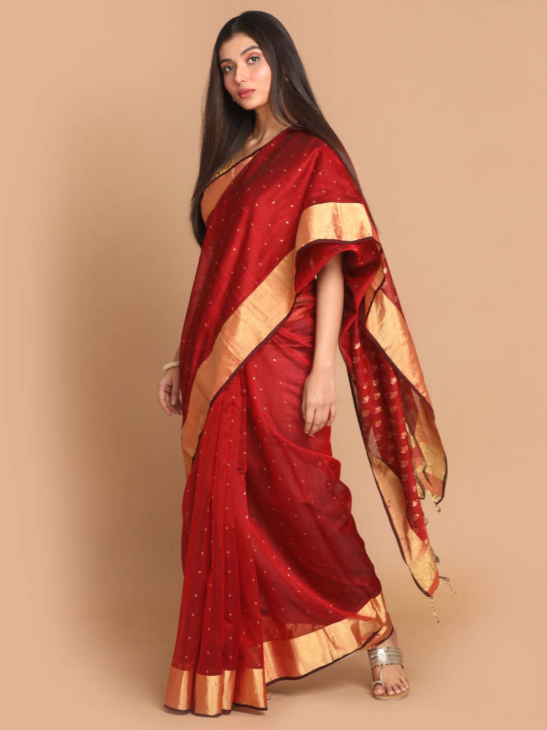 Indethnic Chanderi Handloom Silk Cotton Saree - View 2
