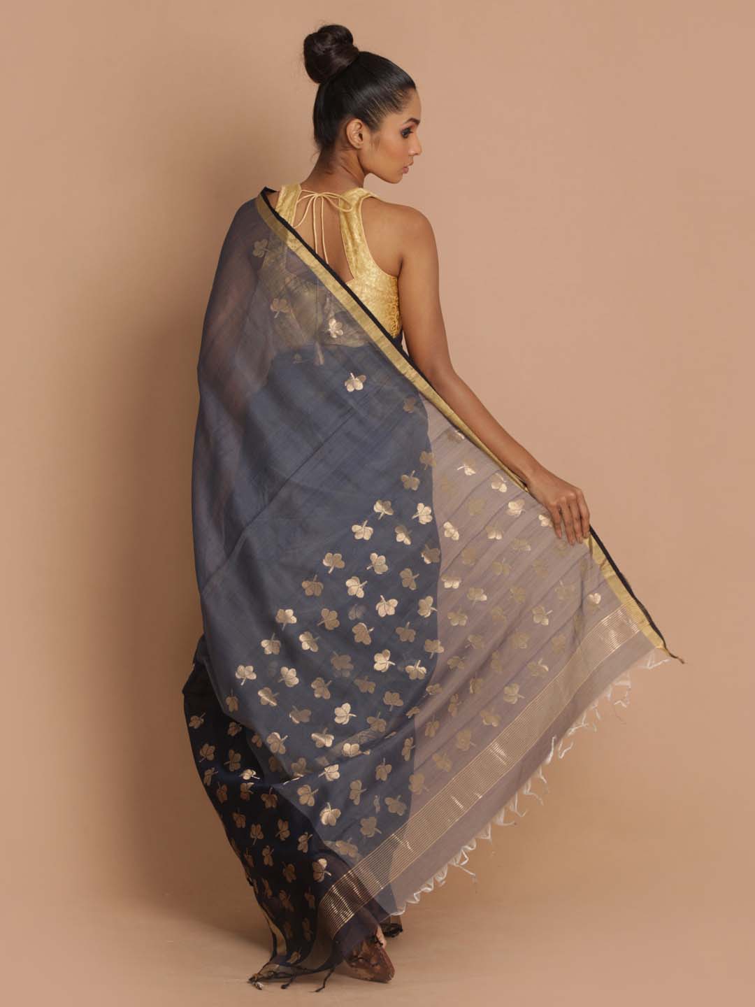 Indethnic Chanderi Handloom Silk Cotton Saree - View 3