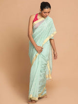 PEARL GREEN SYMPHONY (CHANDERI SILK COTTON SAREE)