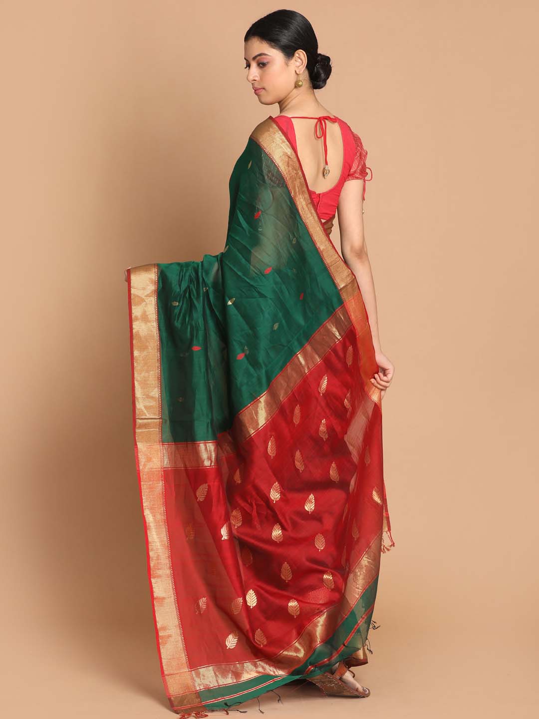 Indethnic Maheshwari Handloom Silk Cotton Saree - View 3