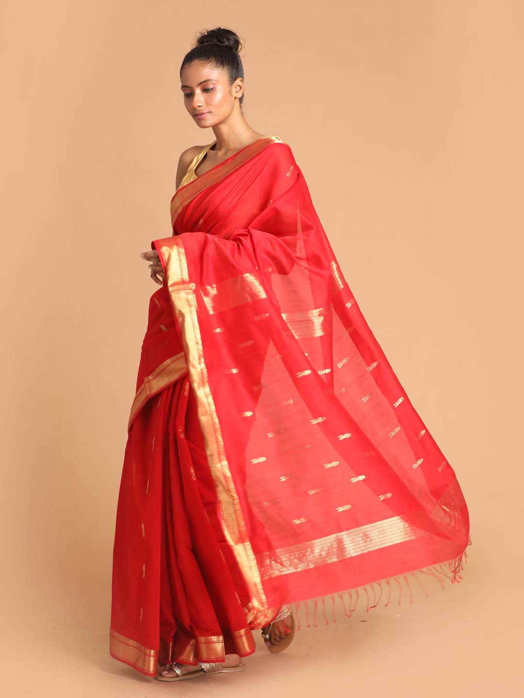 Indethnic Maheshwari Handloom Silk Cotton Saree - View 2