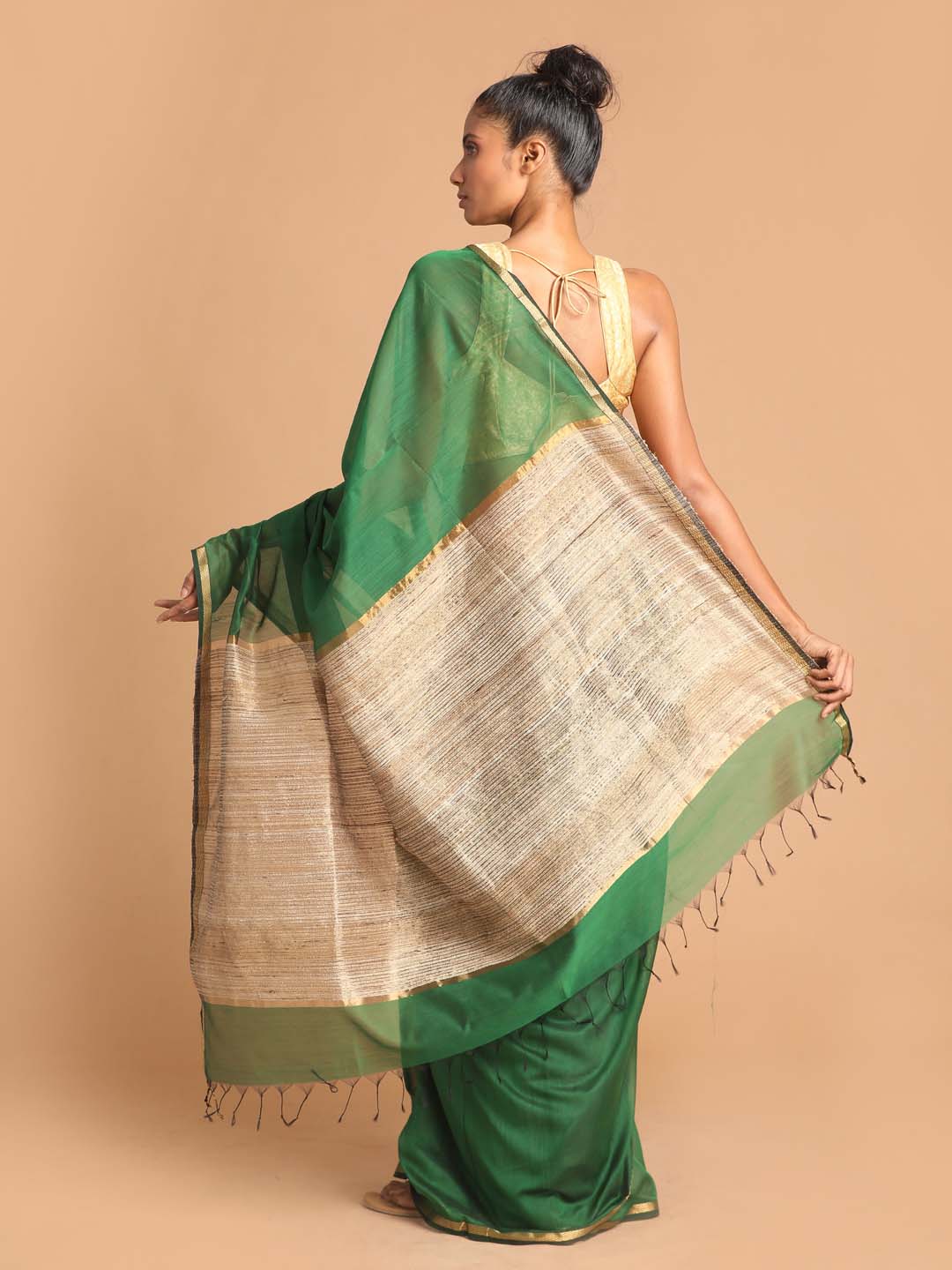 Indethnic Maheshwari Handloom Silk Cotton Saree - View 3