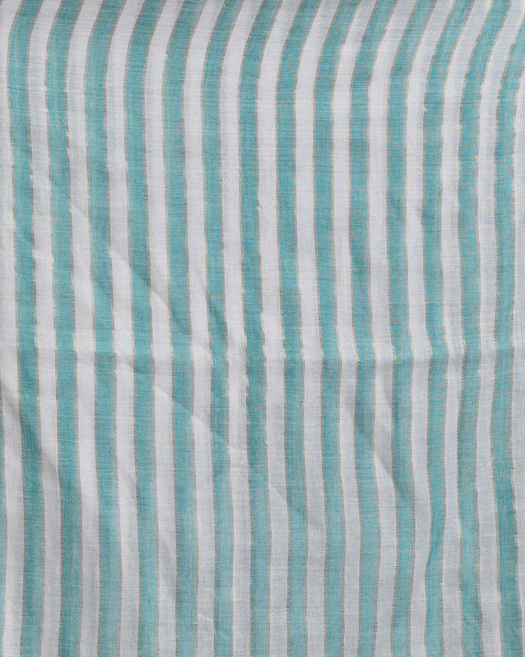 Indethnic Green Pure Cotton Color Blocked Design Sarees - Saree Detail View