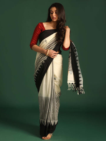 MONOCHROME CHIC (HANDLOOM 100% PURE COTTON SAREE)