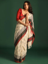 IVORY LEGACY (HANDLOOM 100% PURE COTTON SAREE)