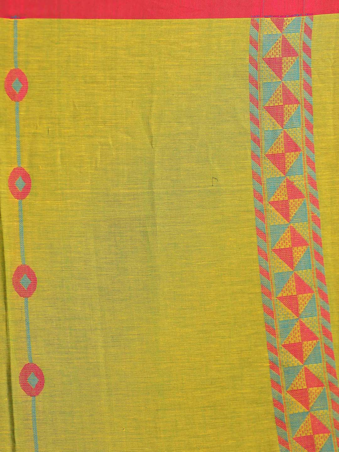 Indethnic Mustard Pure Cotton Ethnic Motifs Design Jamdani - Saree Detail View