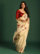SANDSTONE ELEGANCE (HANDLOOM PURE LINEN SAREE)