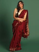 MAROON CHEER (HANDLOOM COTTON BLEND SAREE)