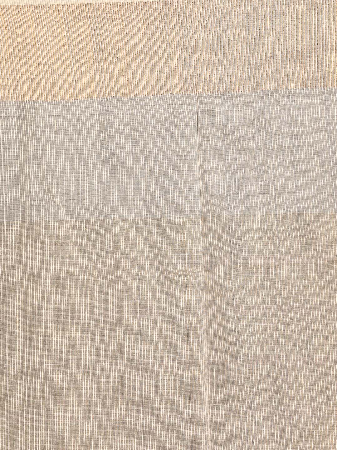 Indethnic White Pure Silk Floral Design Jamdani - Saree Detail View