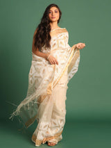 IVORY BLOSSOM (JAMDANI 100% PURE SILK SAREE)