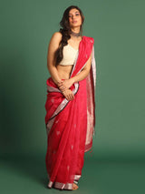 RED HORIZON (JAMDANI 100% PURE SILK SAREE)
