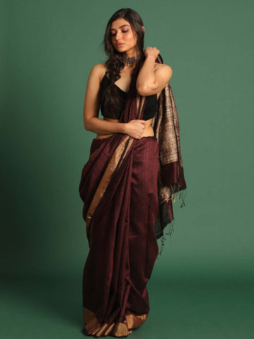 BROWN HERITAGE (JAMDANI 100% PURE SILK SAREE)