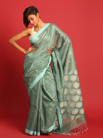GREEN ESSENCE (JAMDANI 100% PURE SILK SAREE)